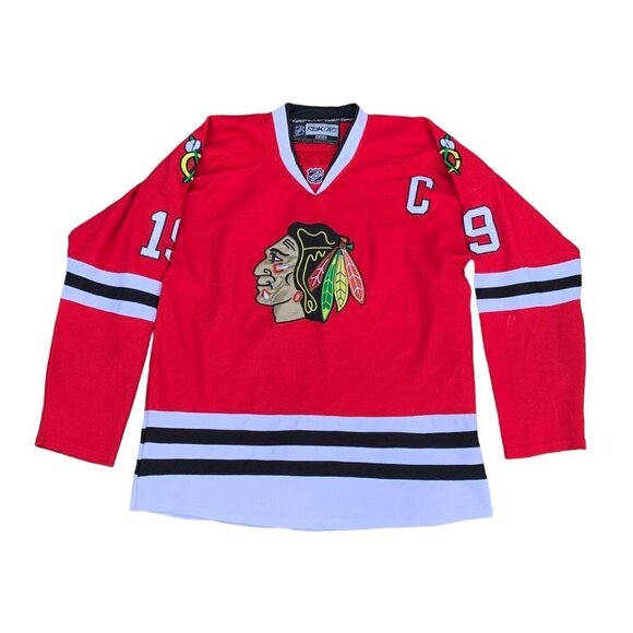Rare Embroidered Chicago Blackhawks Hockey Jersey Jonathan Toews Red Large - Picture 1 of 7